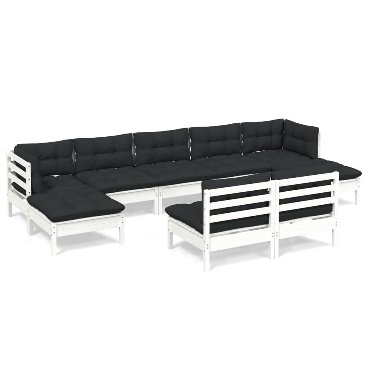 Vidaxl 9-delige Loungeset Met Kussens Grenenhout - Wit