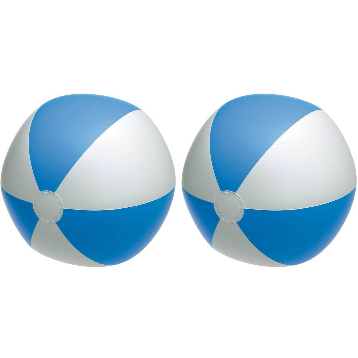 2x Opblaasbare Strandballen/wit 28 Cm Speelgoed - Strandballen - Blauw