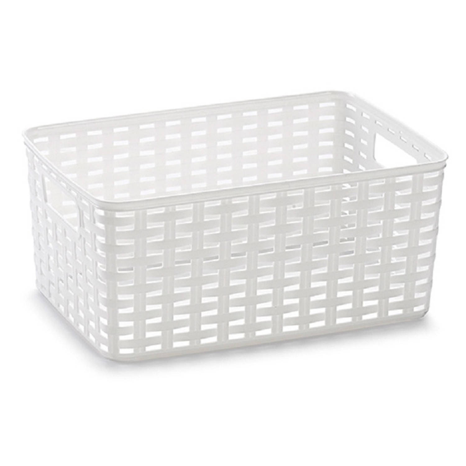 Forte Plastics Rotan Gevlochten Opbergmand/opbergbox Kunststof 22 X 33 X 16 Cm - Opbergbox - Blanco