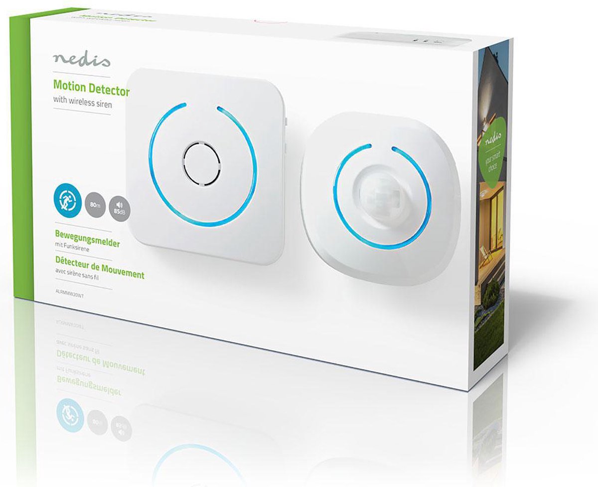 Nedis Bewegingsmelder Met Alarm - Alrmmw20wt - - Wit