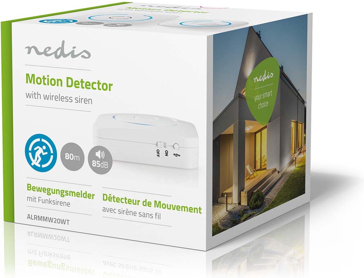Nedis Bewegingsmelder Met Alarm - Alrmmw20wt - - Wit