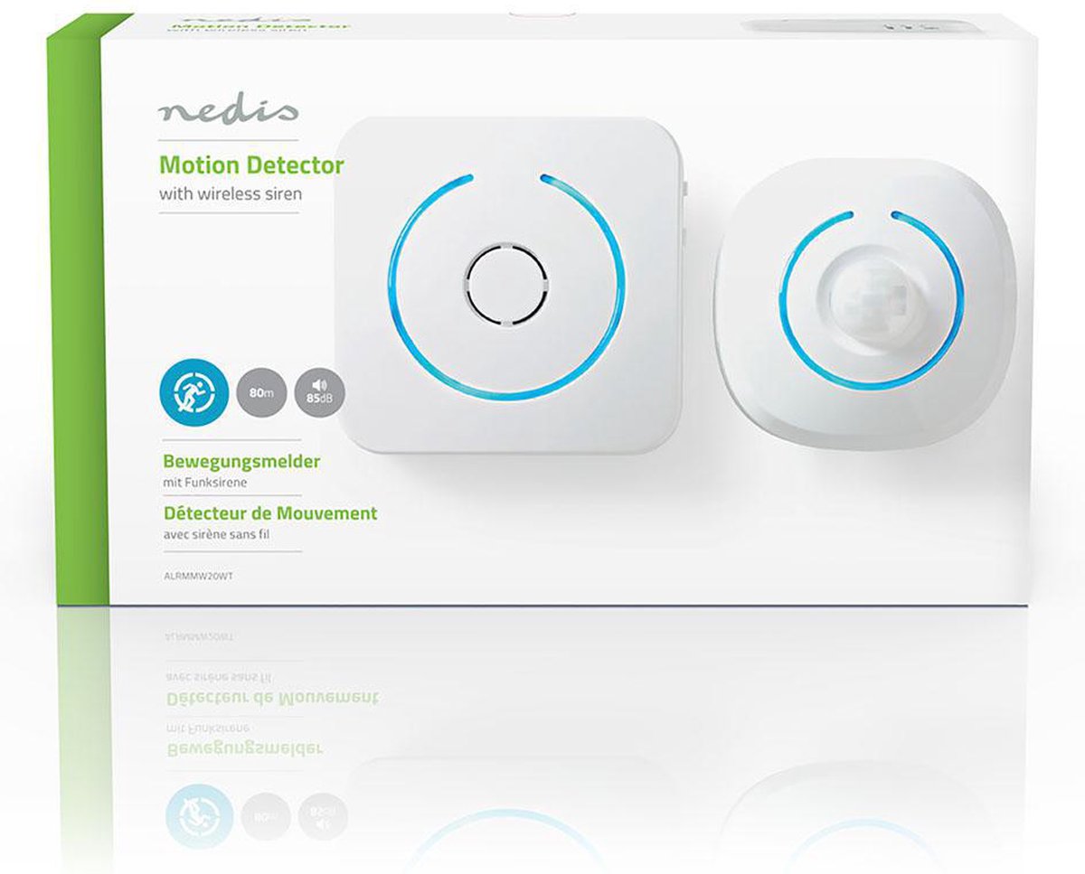 Nedis Bewegingsmelder Met Alarm - Alrmmw20wt - - Wit