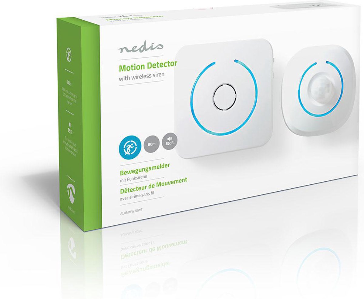 Nedis Bewegingsmelder Met Alarm - Alrmmw20wt - - Wit