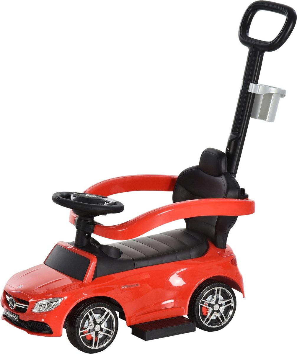 Loopauto Met Duwstang En Rugleuning - Auto - Speelgoed - 84l X 40w X 83h Cm - - Rood