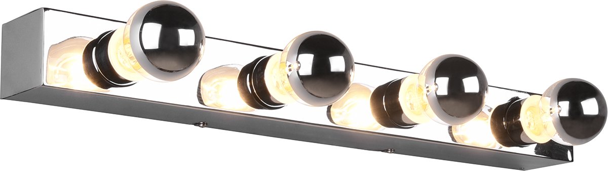 BES LED Led Wandlamp - Trion Teatri - E27 Fitting - Spatwaterdicht Ip44 - Rechthoek - Mat Chroom - Aluminium