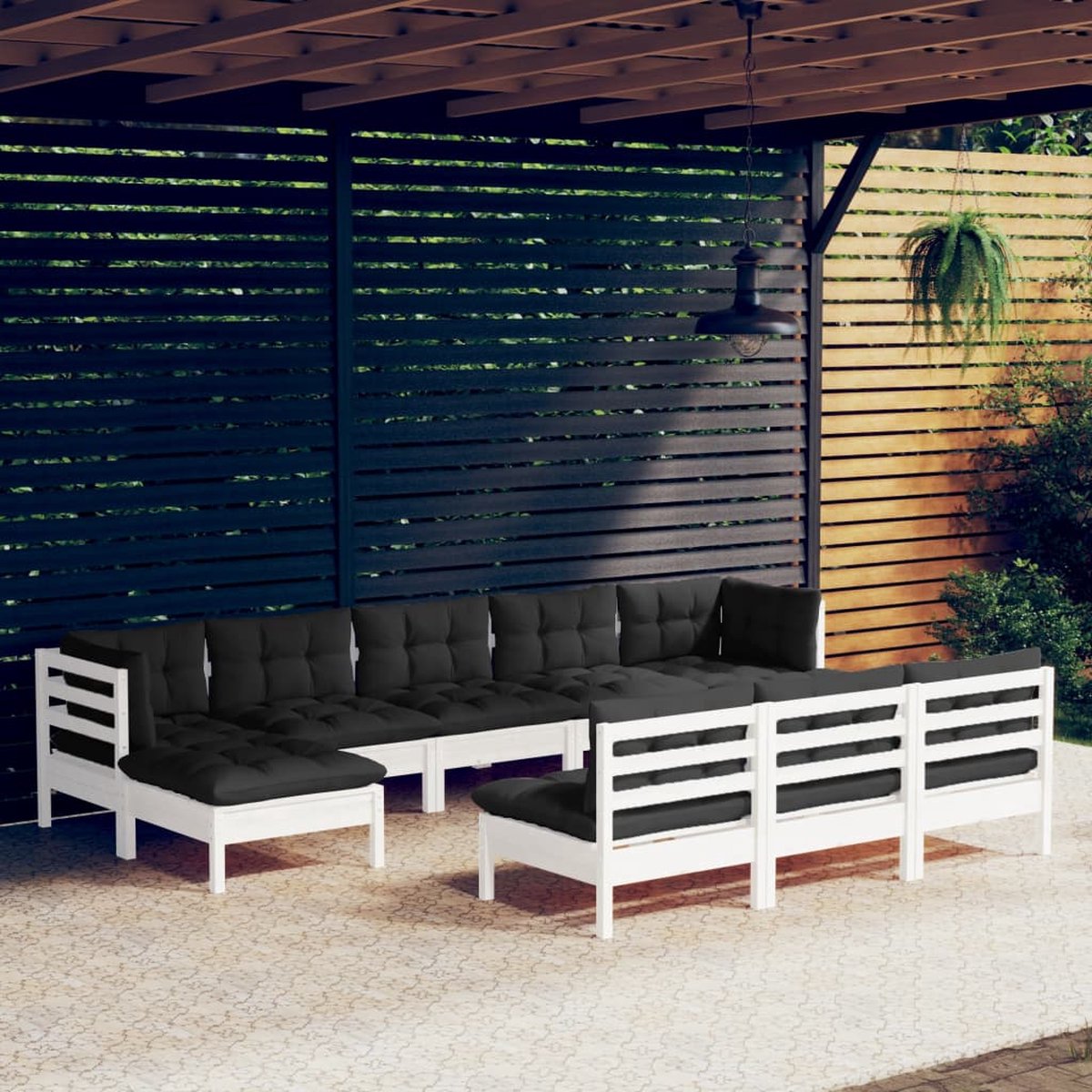 Vidaxl 10-delige Loungeset Met Kussens Grenenhout - Wit