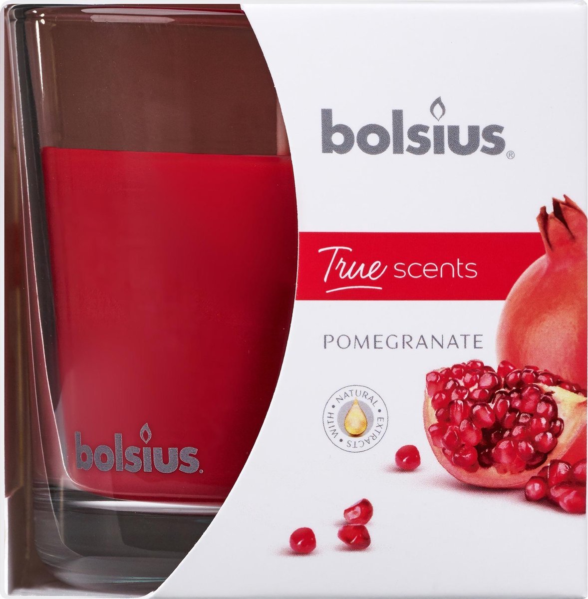 Bolsius Geurkaars True Scents Pomegranate 9,7 Cm Glas/wax - Rood