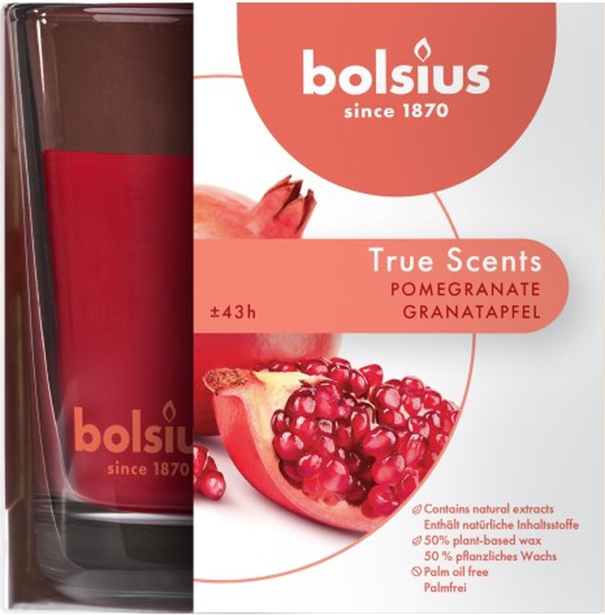 Bolsius Geurkaars True Scents Pomegranate 9,7 Cm Glas/wax - Rood