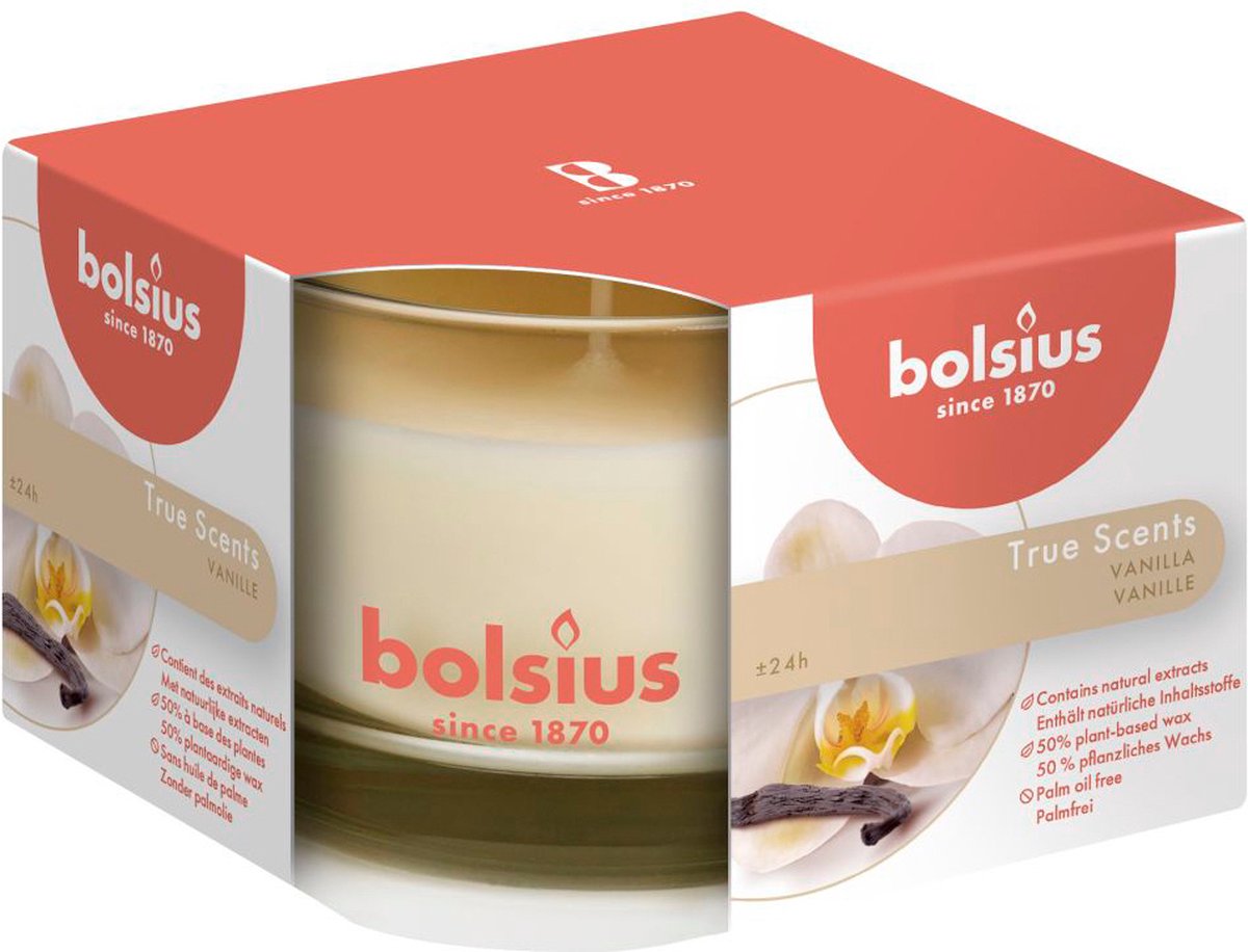 Bolsius Geurkaars True Scents Vanille 9,2 Cm Glas/wax - Wit