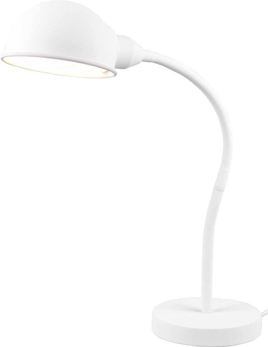 BES LED Led Bureaulamp - Tafelverlichting - Trion Pirle - E27 Fitting - Rond - Mat - Aluminium - Wit