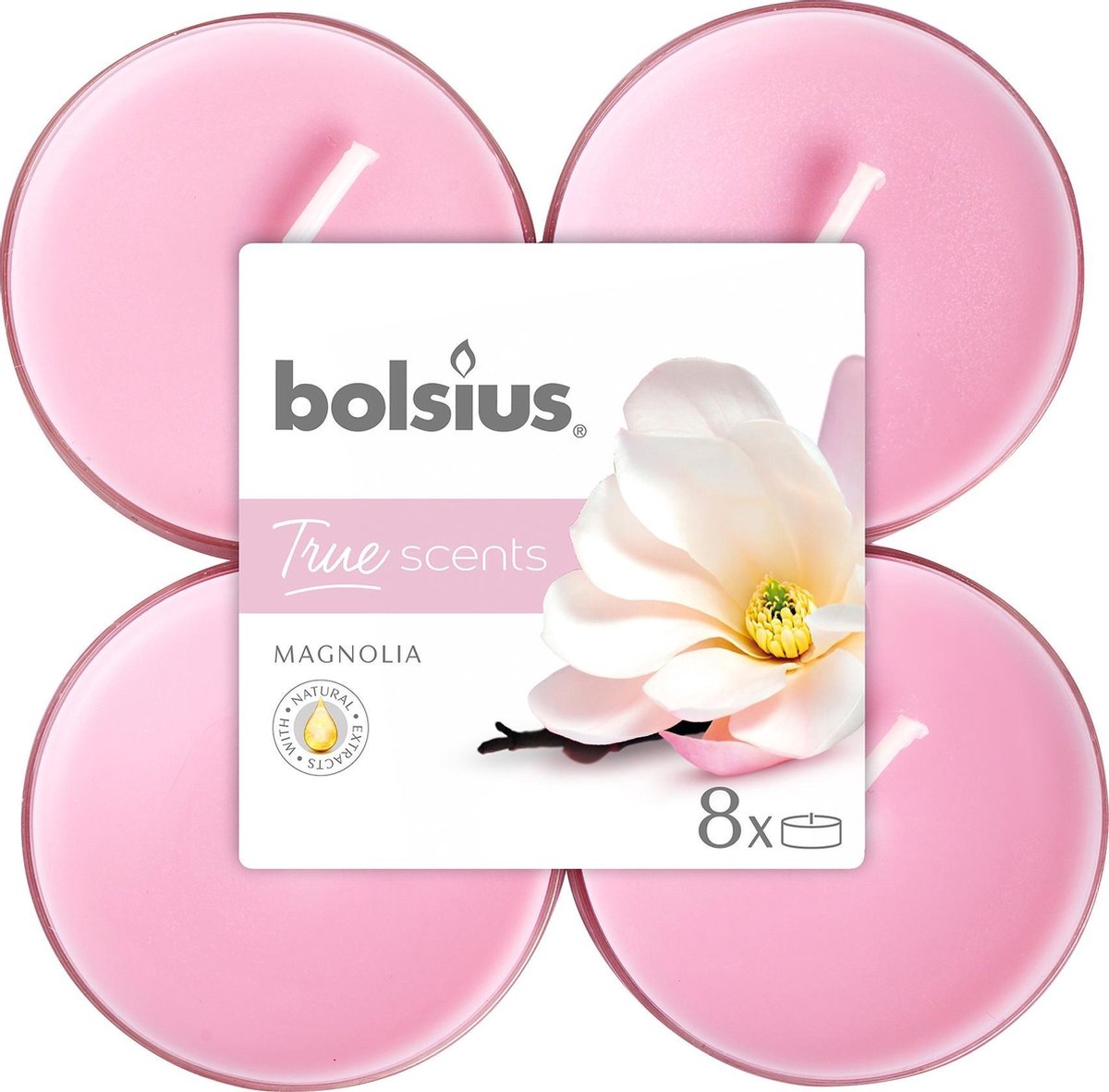 Bolsius Geurtheelichten True Scents Magnolia 11,7 Cm 8 Stuks - Roze