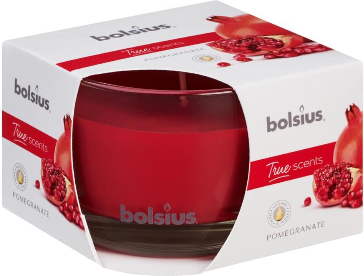 Bolsius Geurkaars True Scents Pomegranate 9,2 Cm Glas/wax - Rood