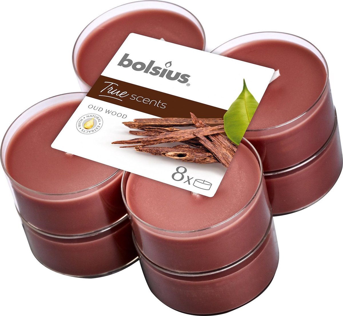 Bolsius Geurtheelichten True Scents Oud Wood 11,7 Cm 8 Stuks - Bruin