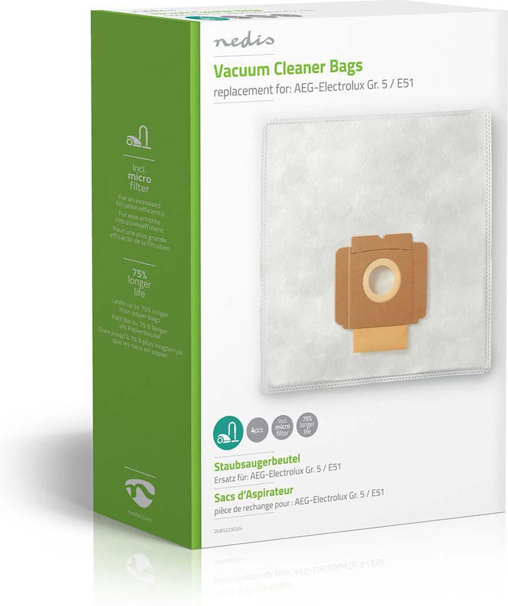 Nedis Stofzuigerzak - Dubg223ele4 - - Wit