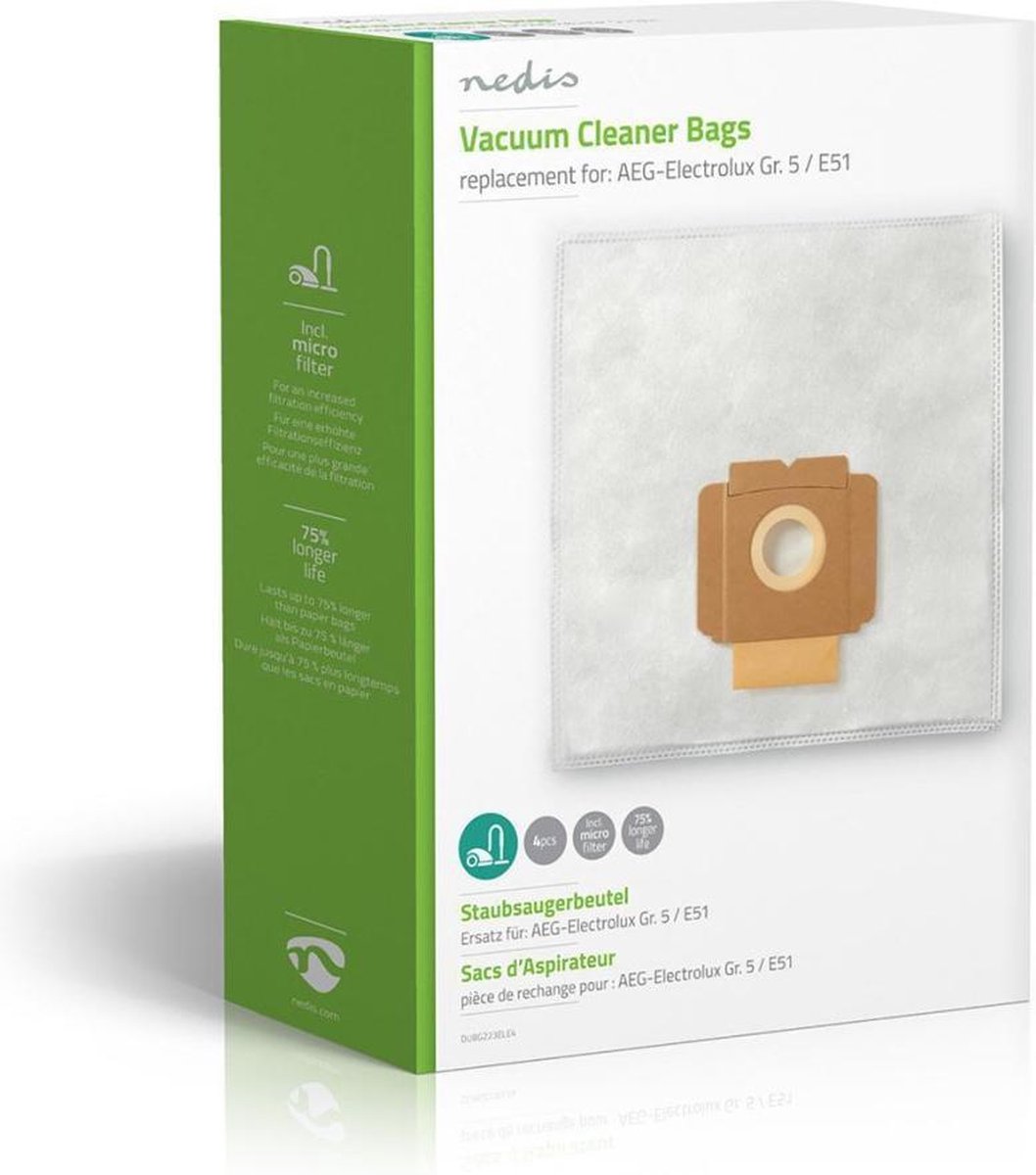 Nedis Stofzuigerzak - Dubg223ele4 - - Wit