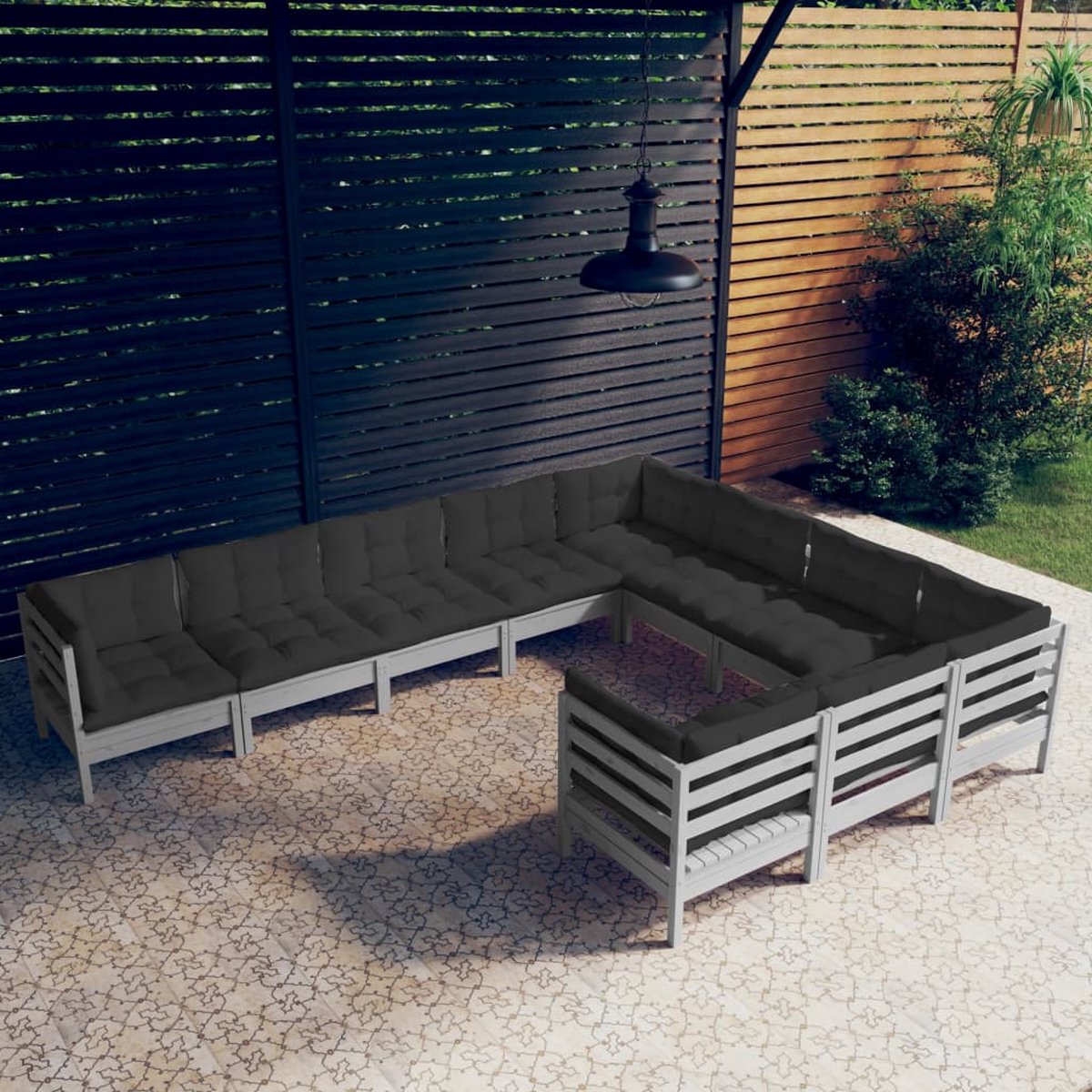 Vidaxl 10-delige Loungeset Met Kussens Grenenhout - Grijs