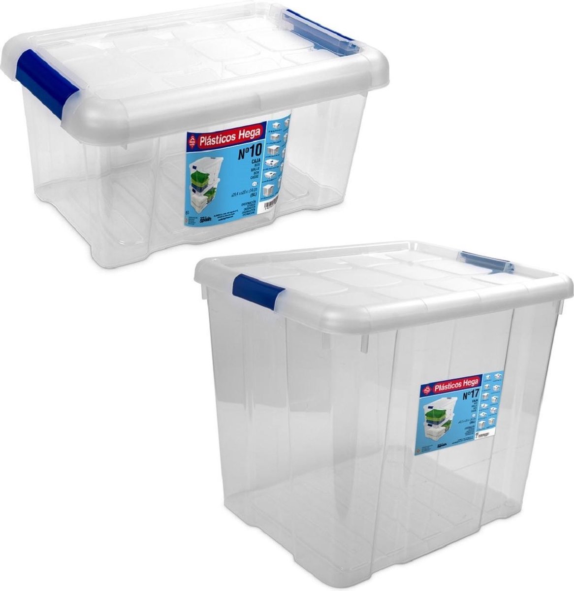 Hega Hogar 4x Opbergboxen/opbergdozen Met Deksel 5 En 35 Liter Kunststof Transparant/ - Opbergbox - Blauw