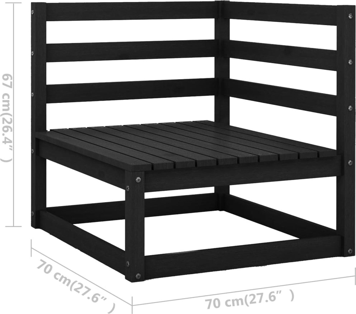 Vidaxl 5-delige Loungeset Massief Grenenhout - Zwart