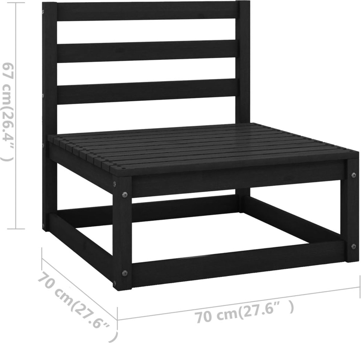 Vidaxl 5-delige Loungeset Massief Grenenhout - Zwart