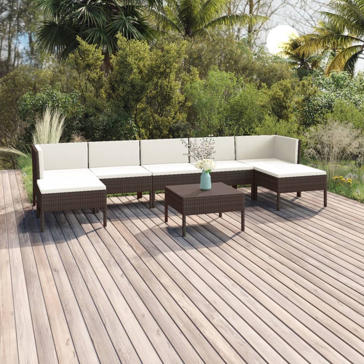 Vidaxl 8-delige Loungeset Met Kussens Poly Rattan - Bruin