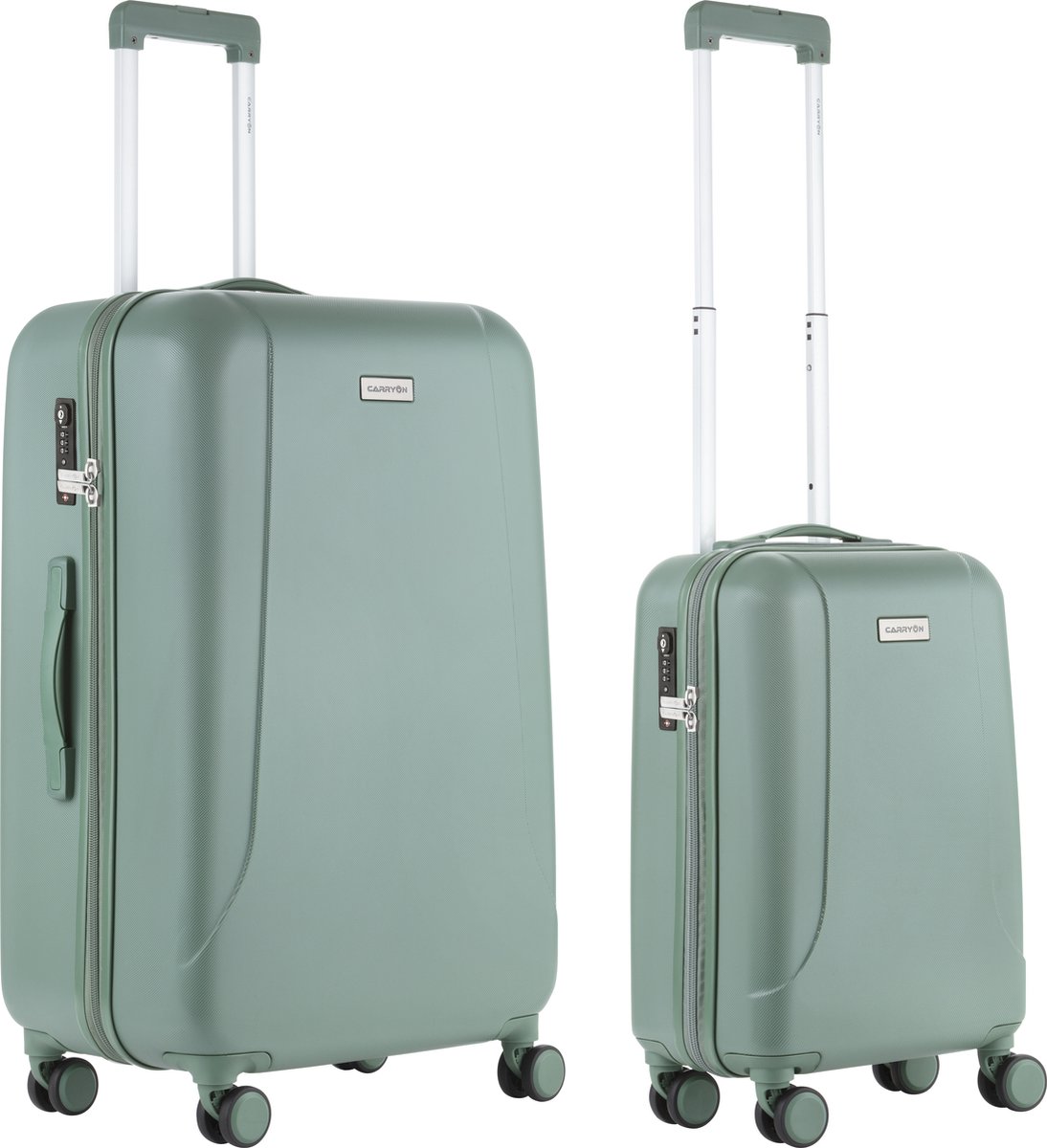 Carry On Skyhopper Kofferset - Tsa Handbagage + Reiskoffer 78cm - Dubbele Wielen - Olijf - Groen