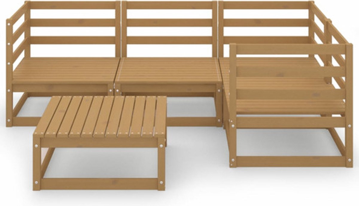 Vidaxl 5-delige Loungeset Massief Grenenhout Honing - Bruin