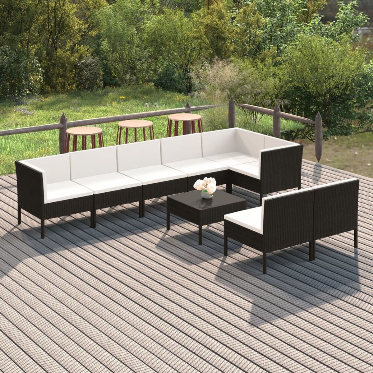 Vidaxl 9-delige Loungeset Met Kussens Poly Rattan - Zwart