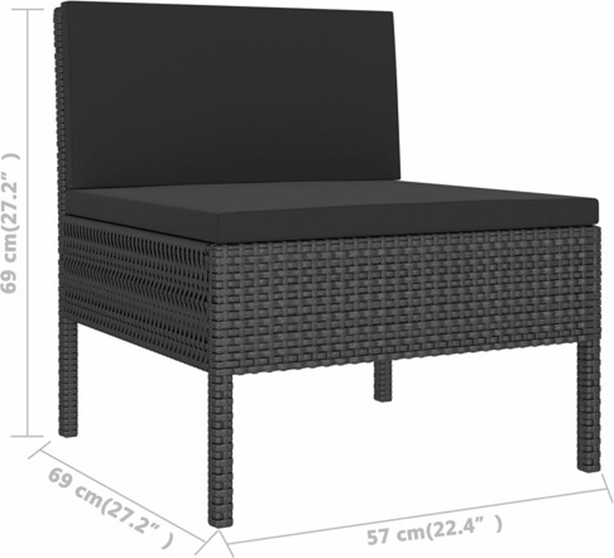 Vidaxl 11-delige Loungeset Met Kussens Poly Rattan - Zwart