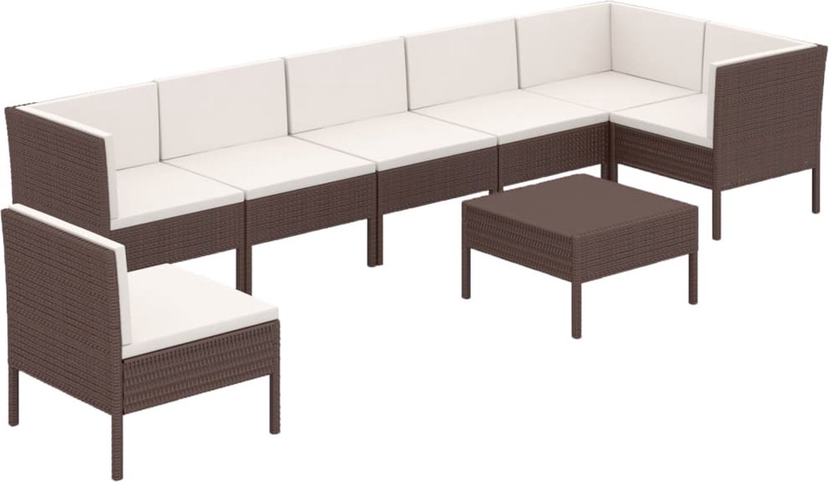 Vidaxl 8-delige Loungeset Met Kussens Poly Rattan - Bruin