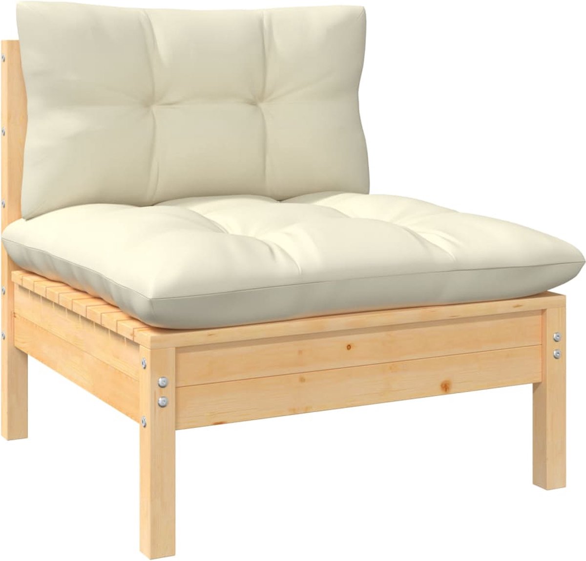 Vidaxl 10-delige Loungeset Met Crèmekleurige Kussens Grenenhout