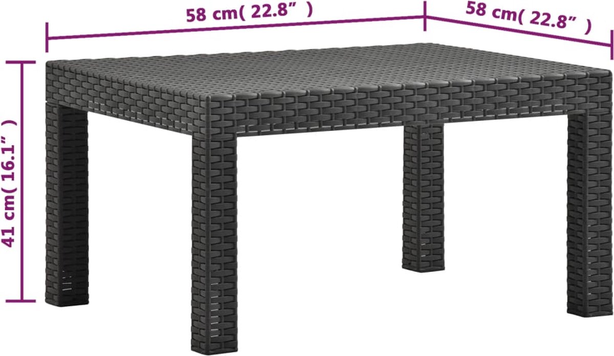 Vidaxl 2-delige Loungeset Met Kussens Pp Rattan Antracietkleurig