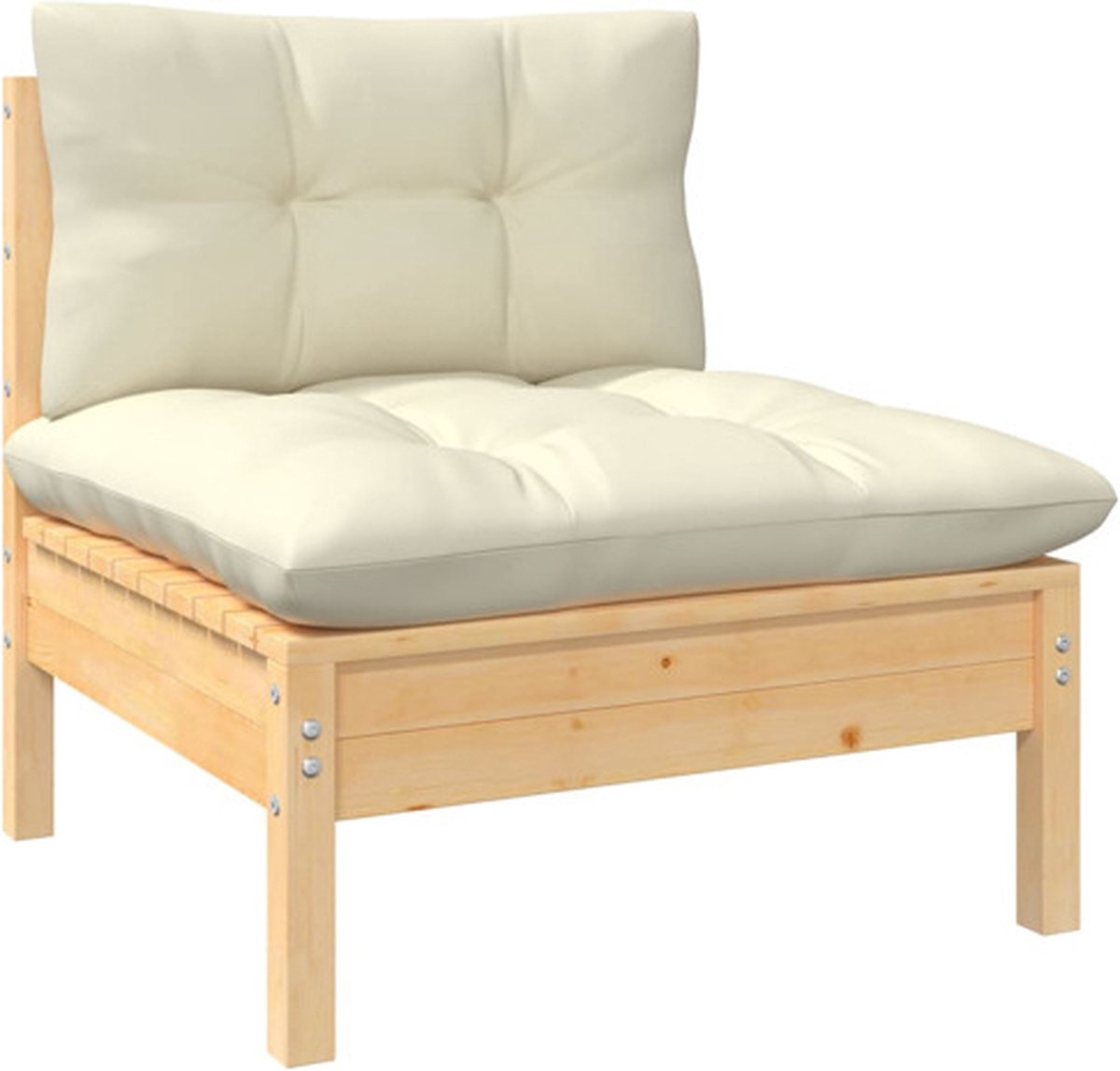 Vidaxl 9-delige Loungeset Met Crèmekleurige Kussens Grenenhout