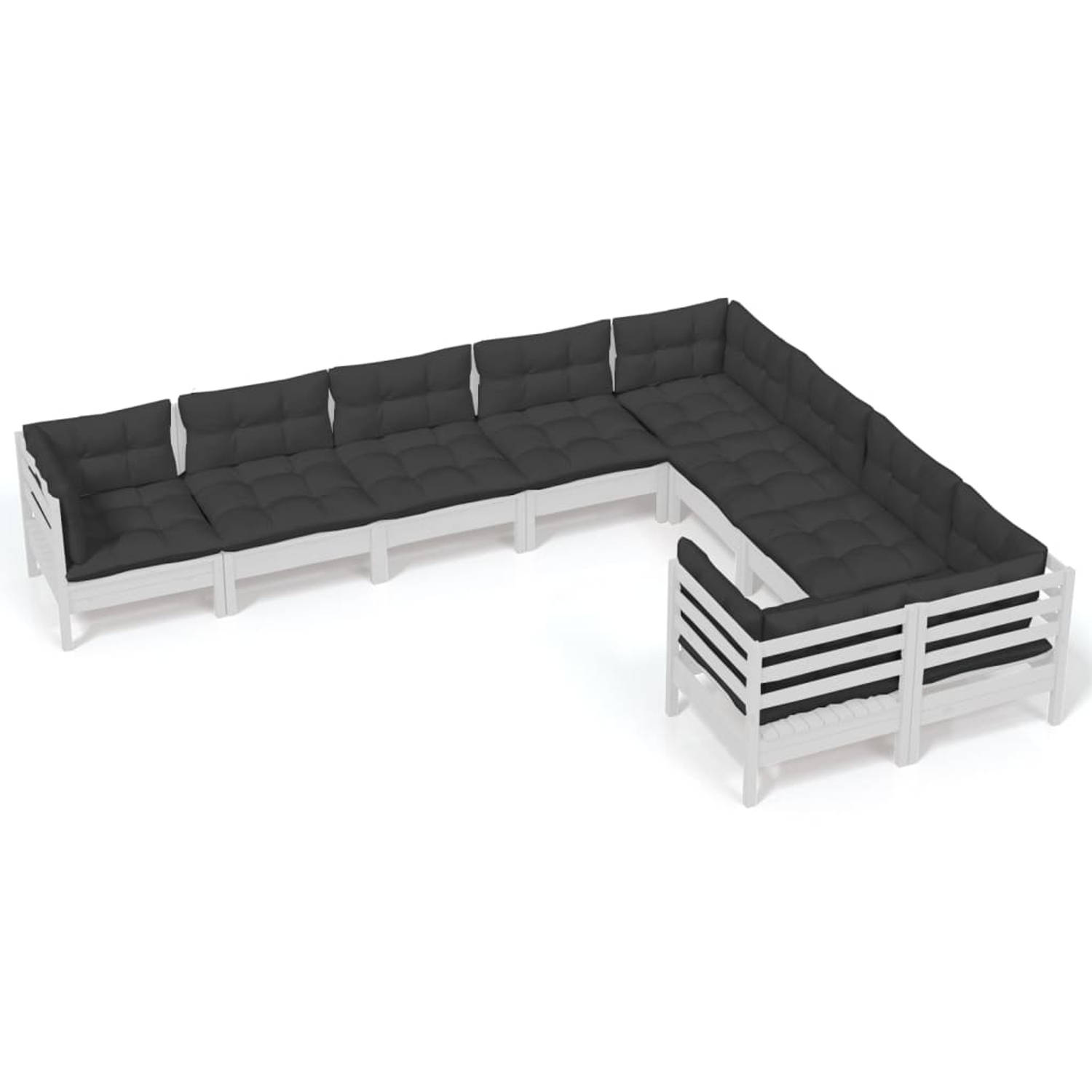 Vidaxl 9-delige Loungeset Met Kussens Grenenhout - Wit