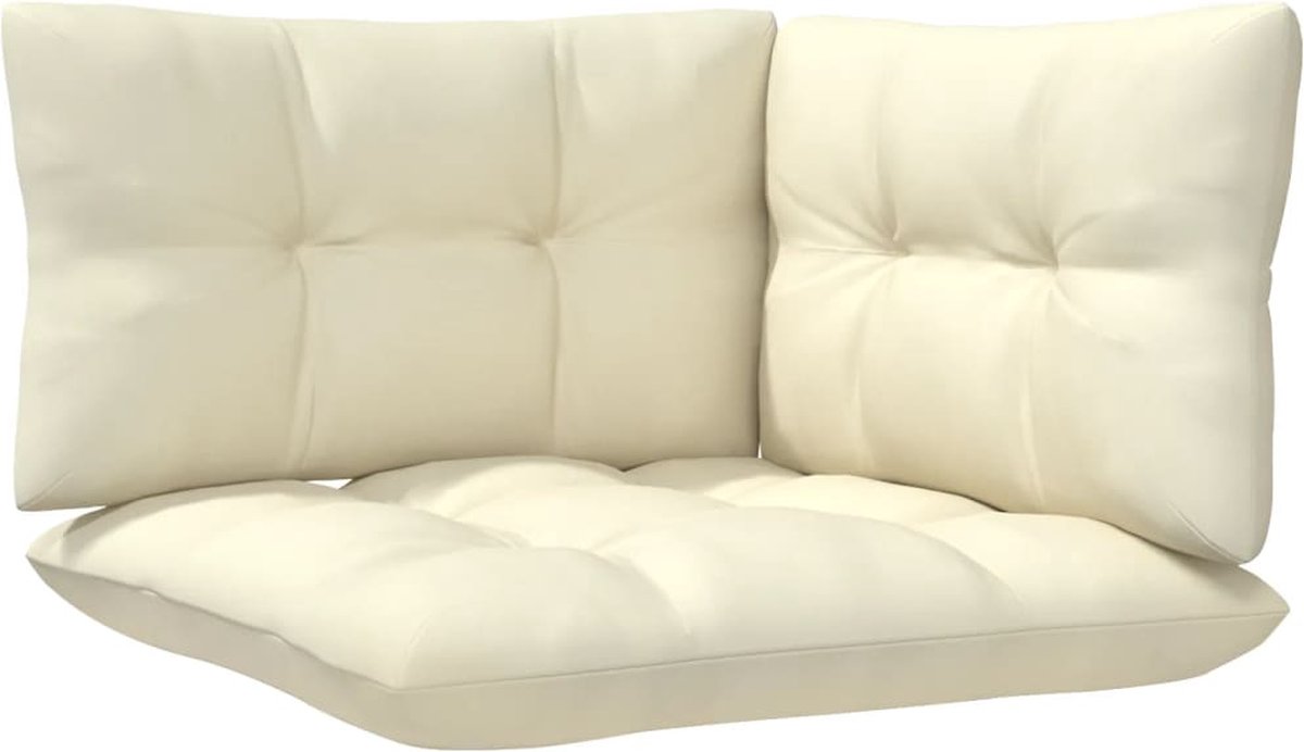 Vidaxl 8-delige Loungeset Met Crèmekleurige Kussens Grenenhout - Bruin