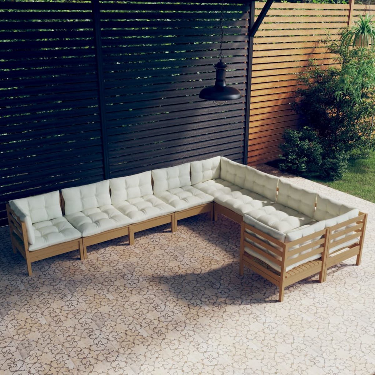 Vidaxl 9-delige Loungeset Met Kussens Grenenhout Honing - Bruin