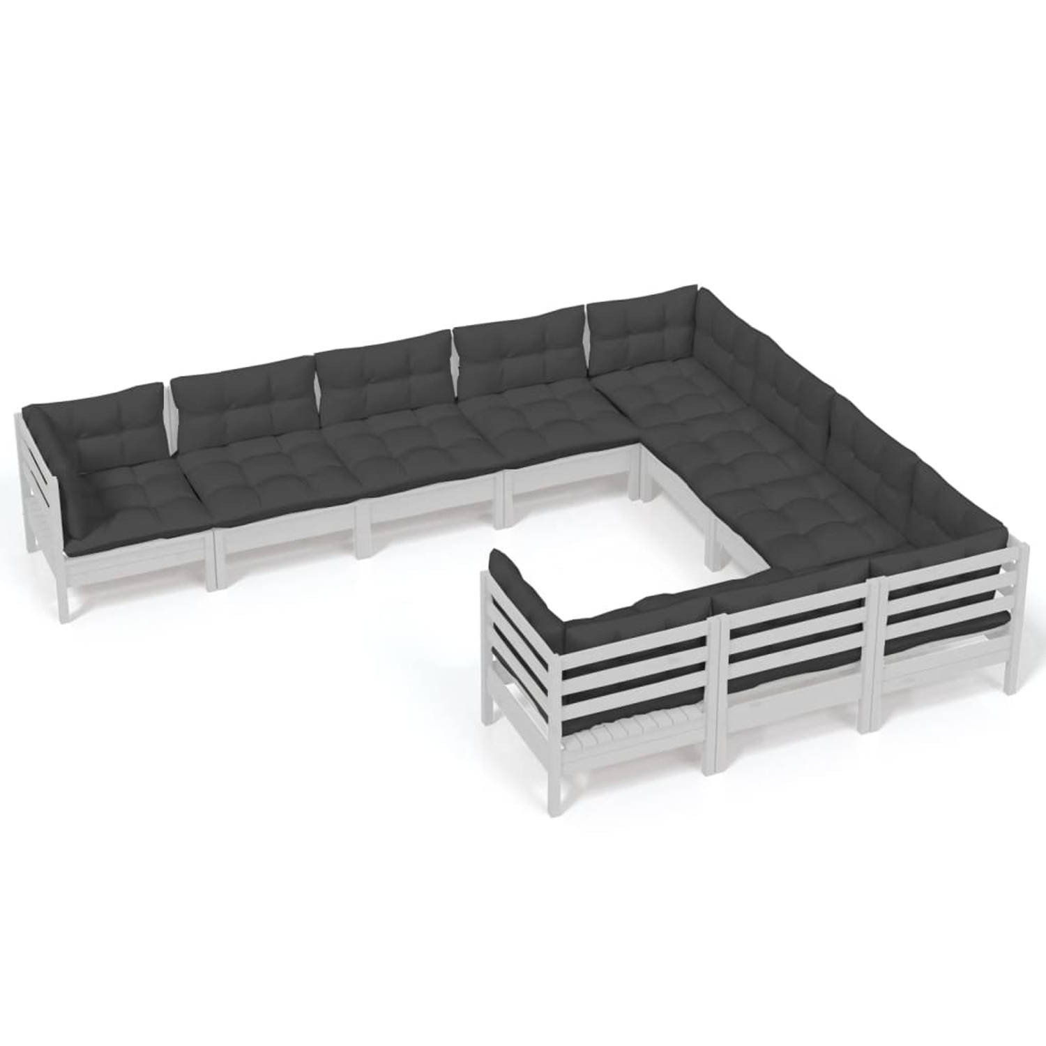 Vidaxl 10-delige Loungeset Met Kussens Grenenhout - Wit