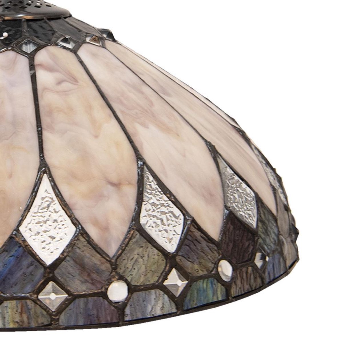 Clayre & Eef Hanglamp Tiffany Ø 40 Cm E27/max 1*60w Meerkleurig Glas In Lood Art Deco Lumilamp 5ll-5986 - Beige