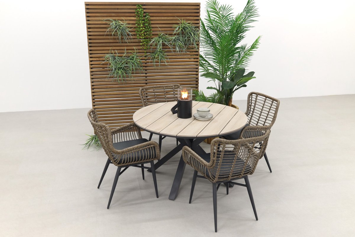 Garden Impressions Jasmine Natural / Gi Edison 122 Cm. - Ronde Tuinset - Bruin