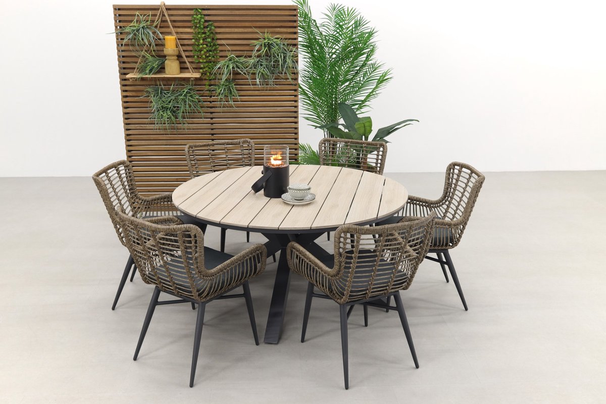 Garden Impressions Jasmine Natural / Edison 148 Cm. - Ronde Tuinset - Zwart