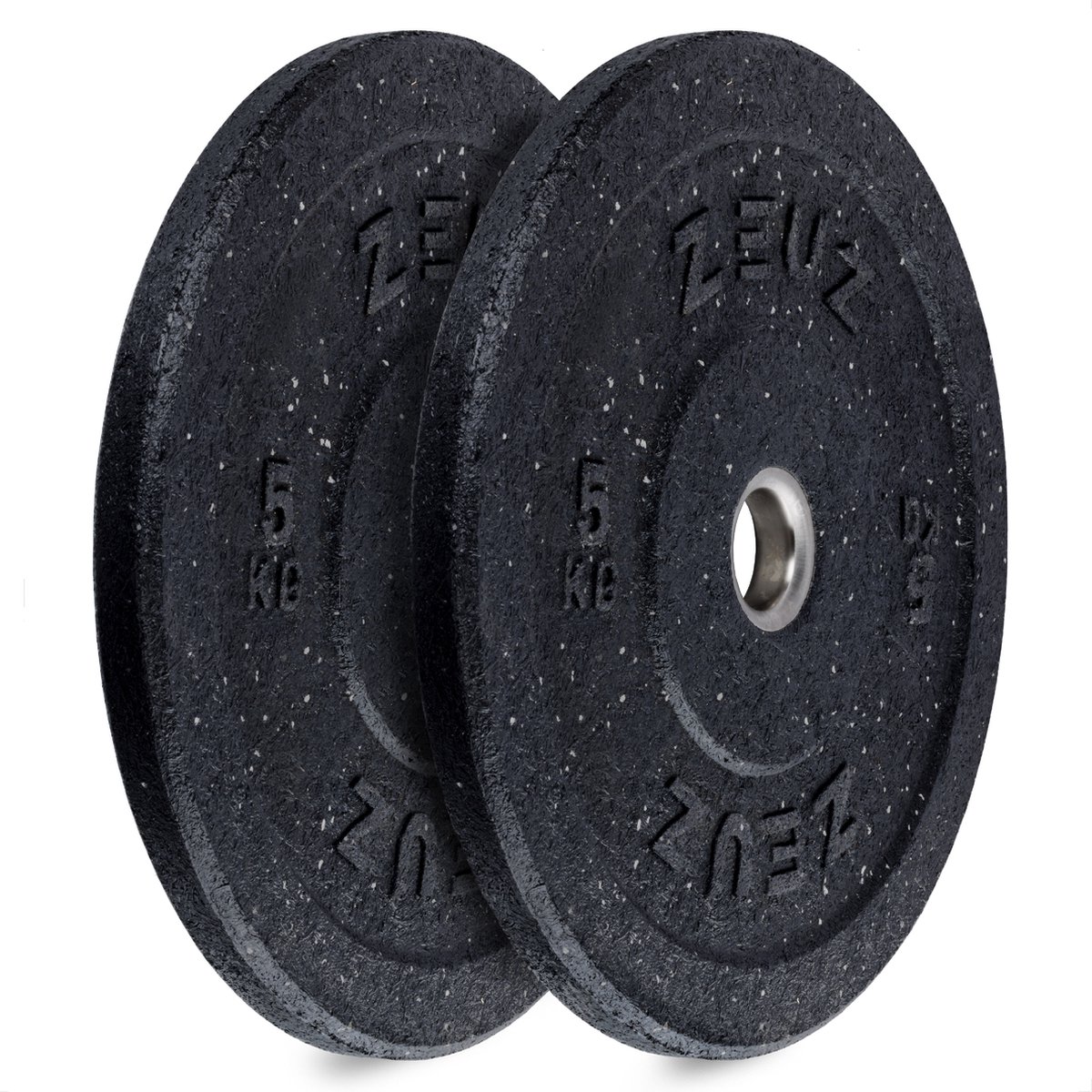 Zeuz® Halterschijf 2 Stuks 5 Kg - Gewichten Set - 5kg Bumper Plates - Voor 50 Mm Halter - Crossfit & Fitness - Zwart