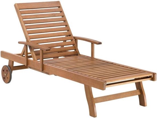 Beliani Java Ligstoel Acaciahout 64 X 196 Cm - Bruin