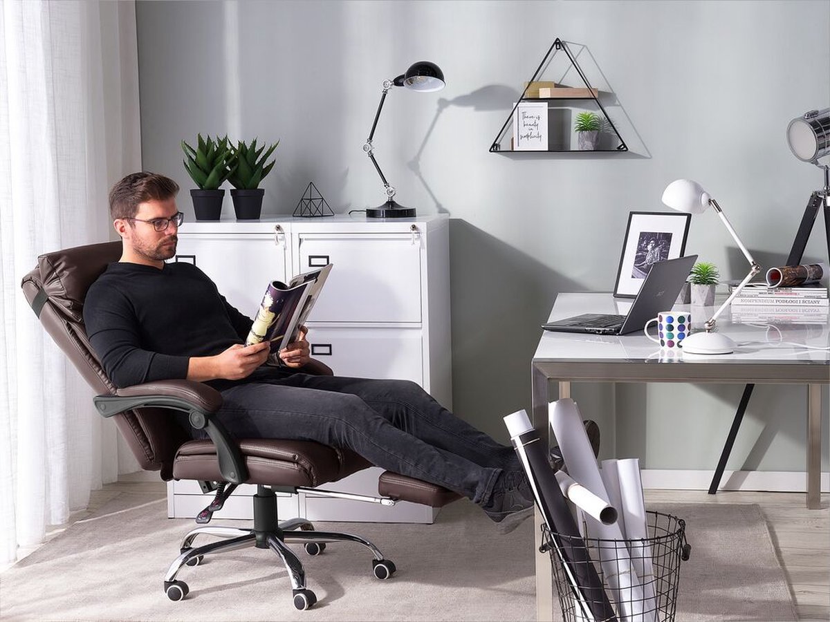 Beliani Luxury Bureaustoel Kunstleer 78 X 67 Cm - Bruin