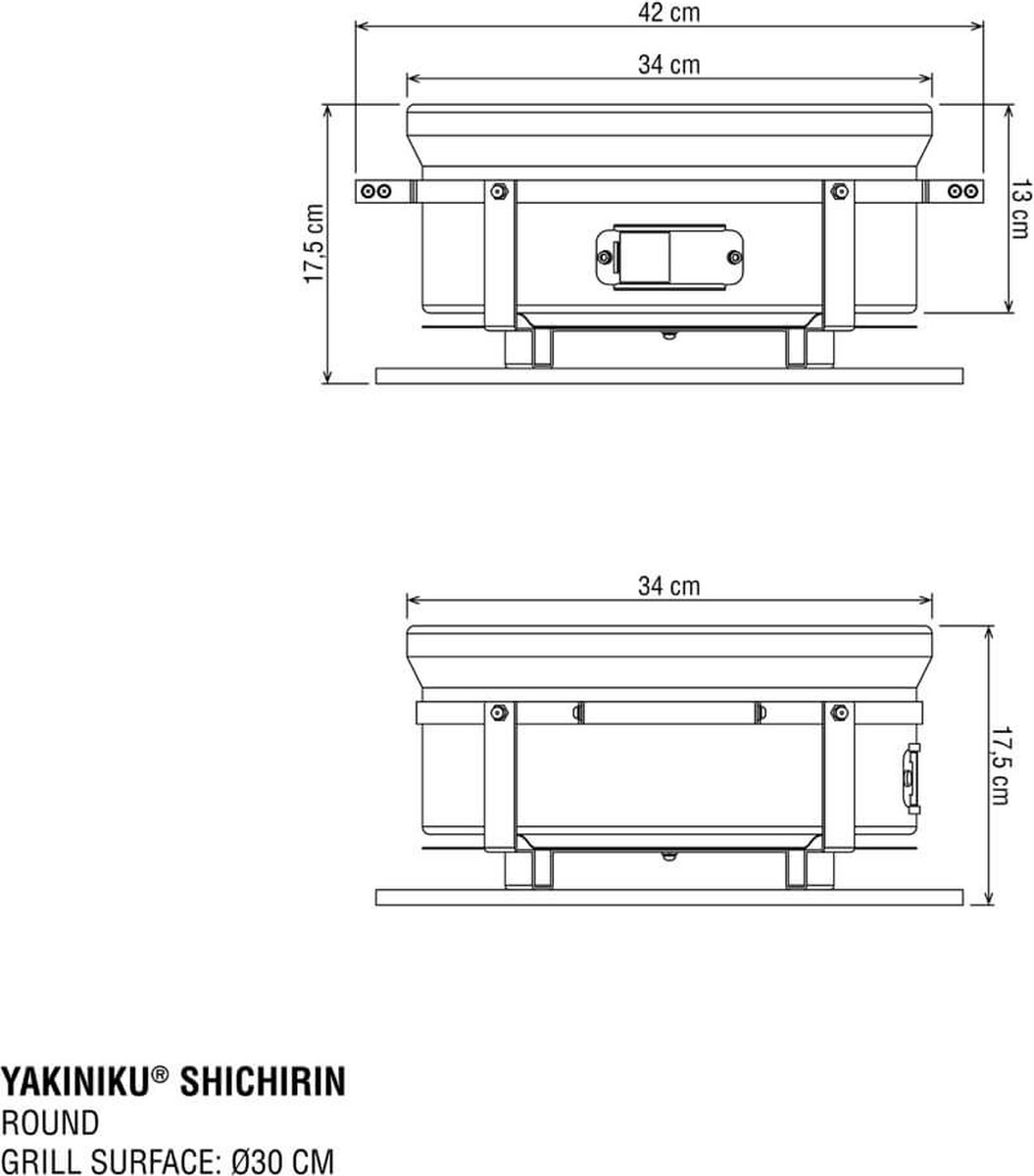 Yakiniku Houtskoolbarbecue Shichirin 34 X 17 Cm - Zwart
