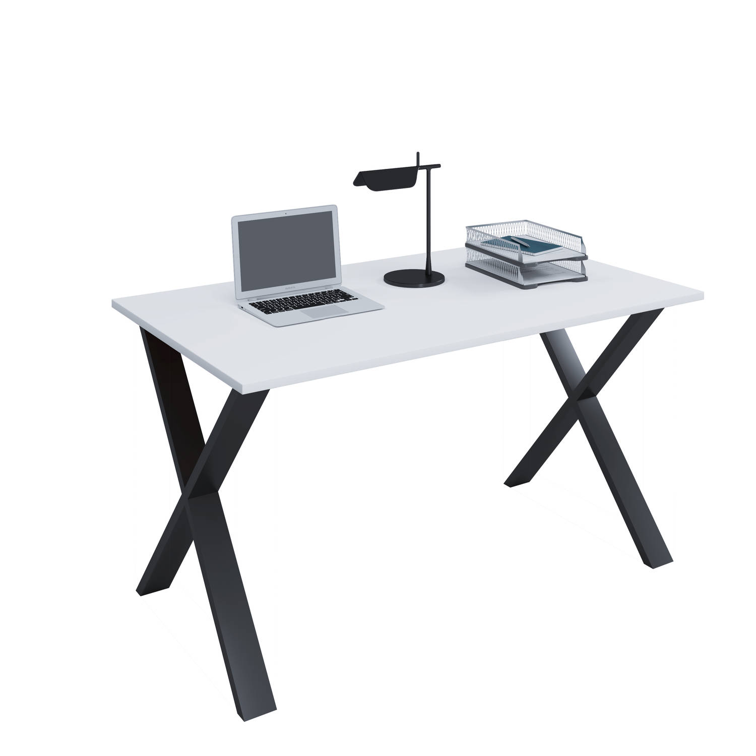 Lona Bureau 140x50 Cm X-frame Wit/. - Zwart