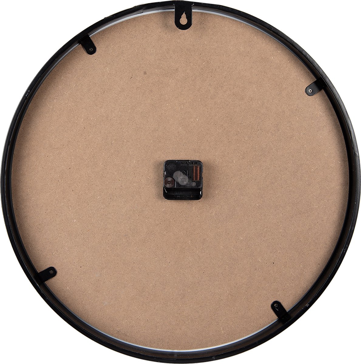 Clayre & Eef Wandklok Ø 50*7 Cm / 1*aa Mdf Glas Muurklok Hangklok Keukenklok Muurklok Hangklok - Zwart