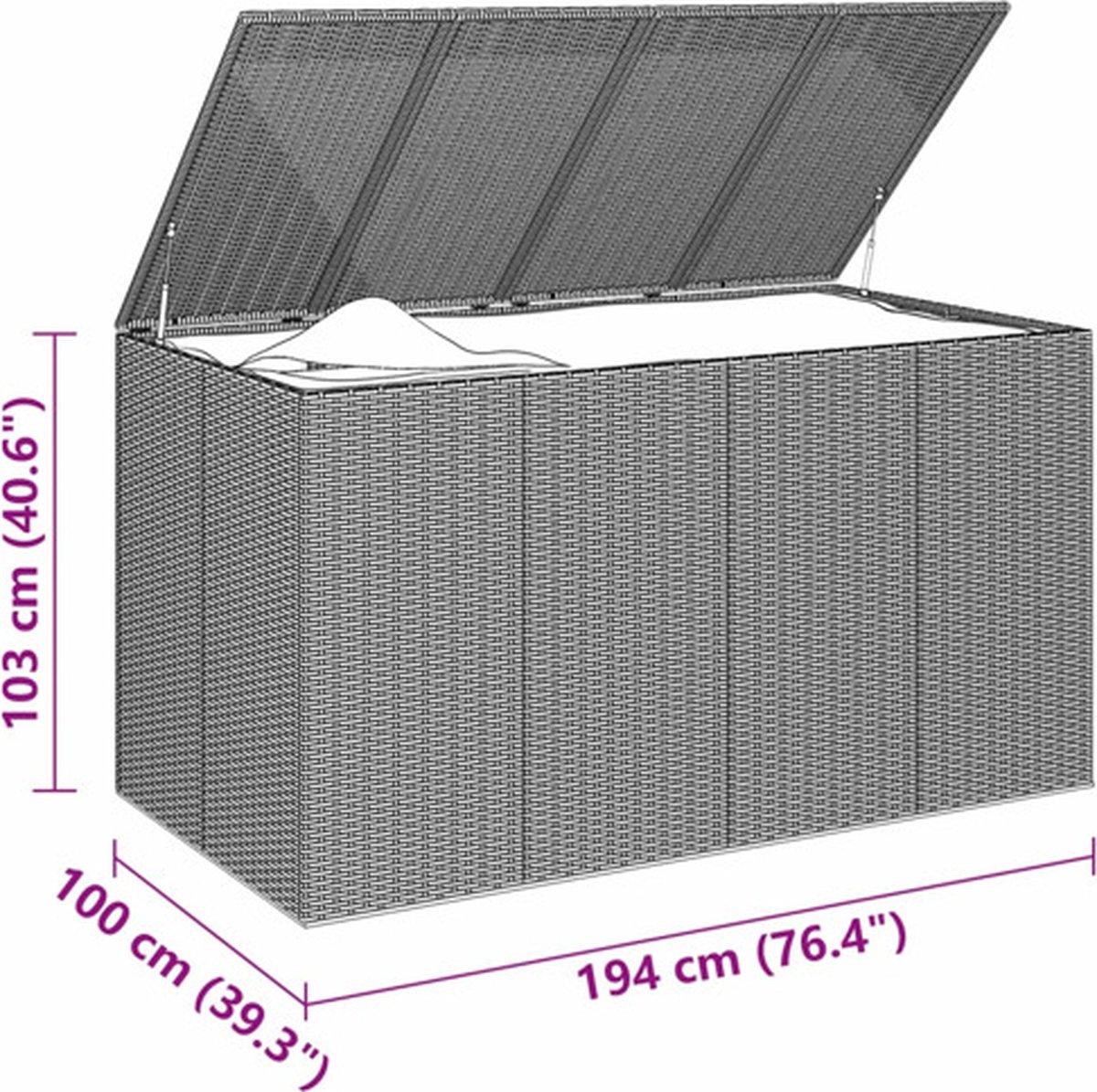 Vidaxl Tuinbox 194x100x103 Cm Polyetheen Rattan - Grijs