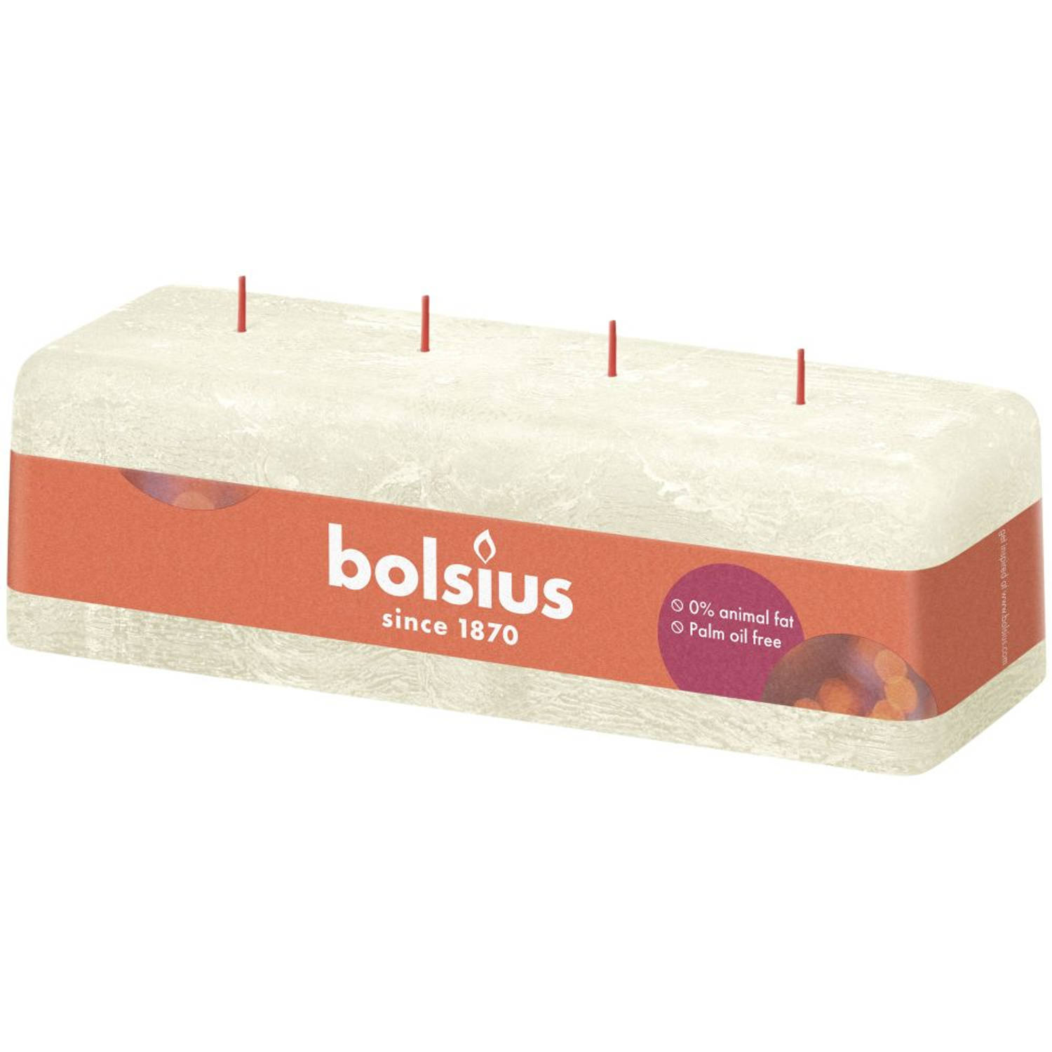 Bolsius Stompkaars Rustiek 4 Lonten Soft Pearl - 9 Cm / 25 Cm