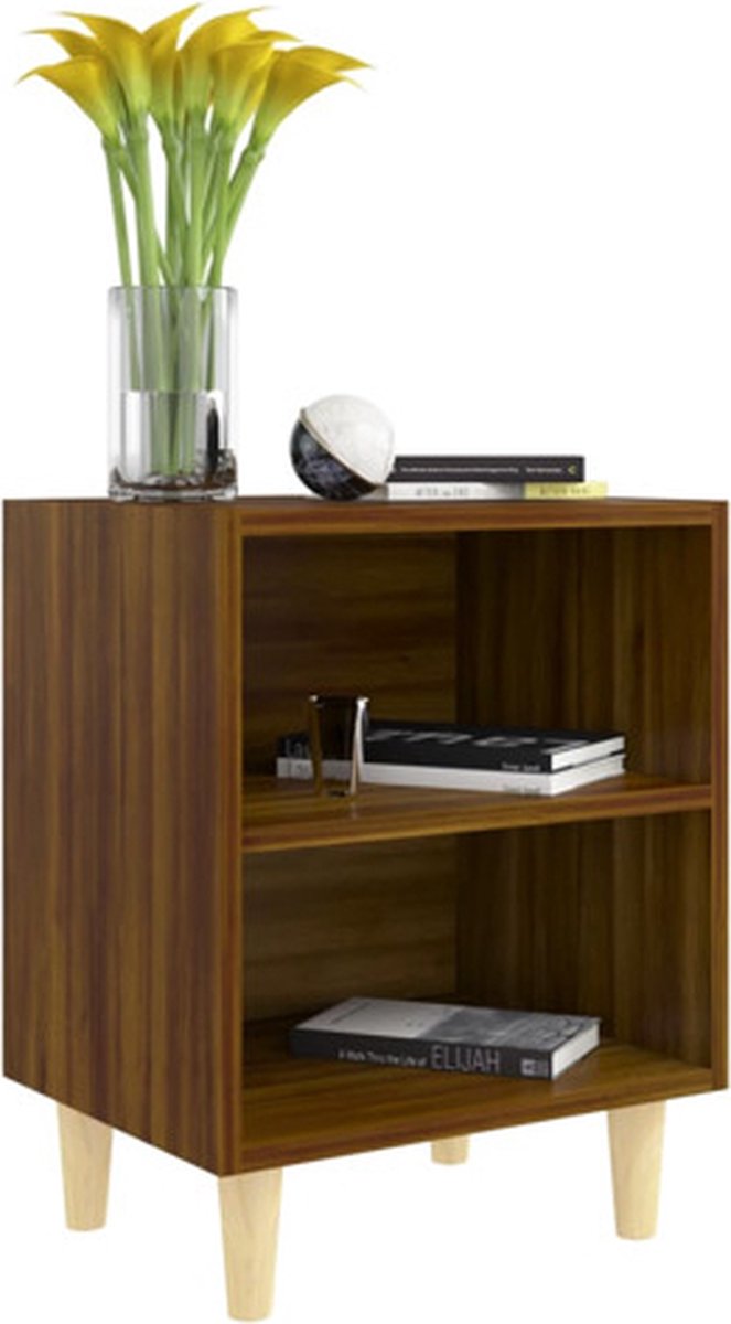 Vidaxl Nachtkastjes 2 St Met Houten Poten 40x30x50 Cmeikenkleur - Bruin
