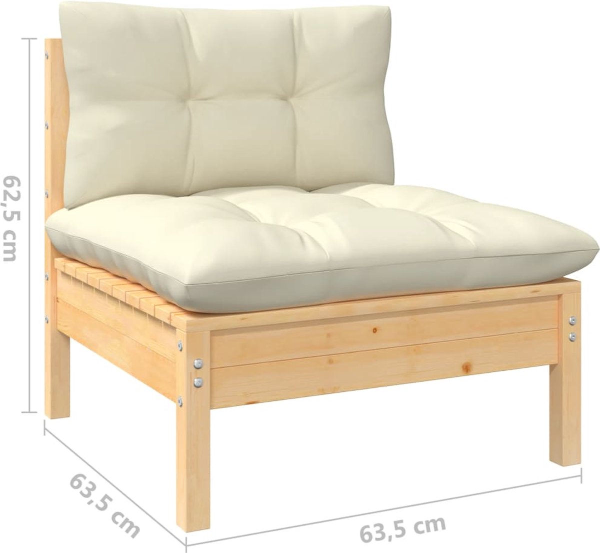 Vidaxl 11-delige Loungeset Met Crèmekleurige Kussens Grenenhout