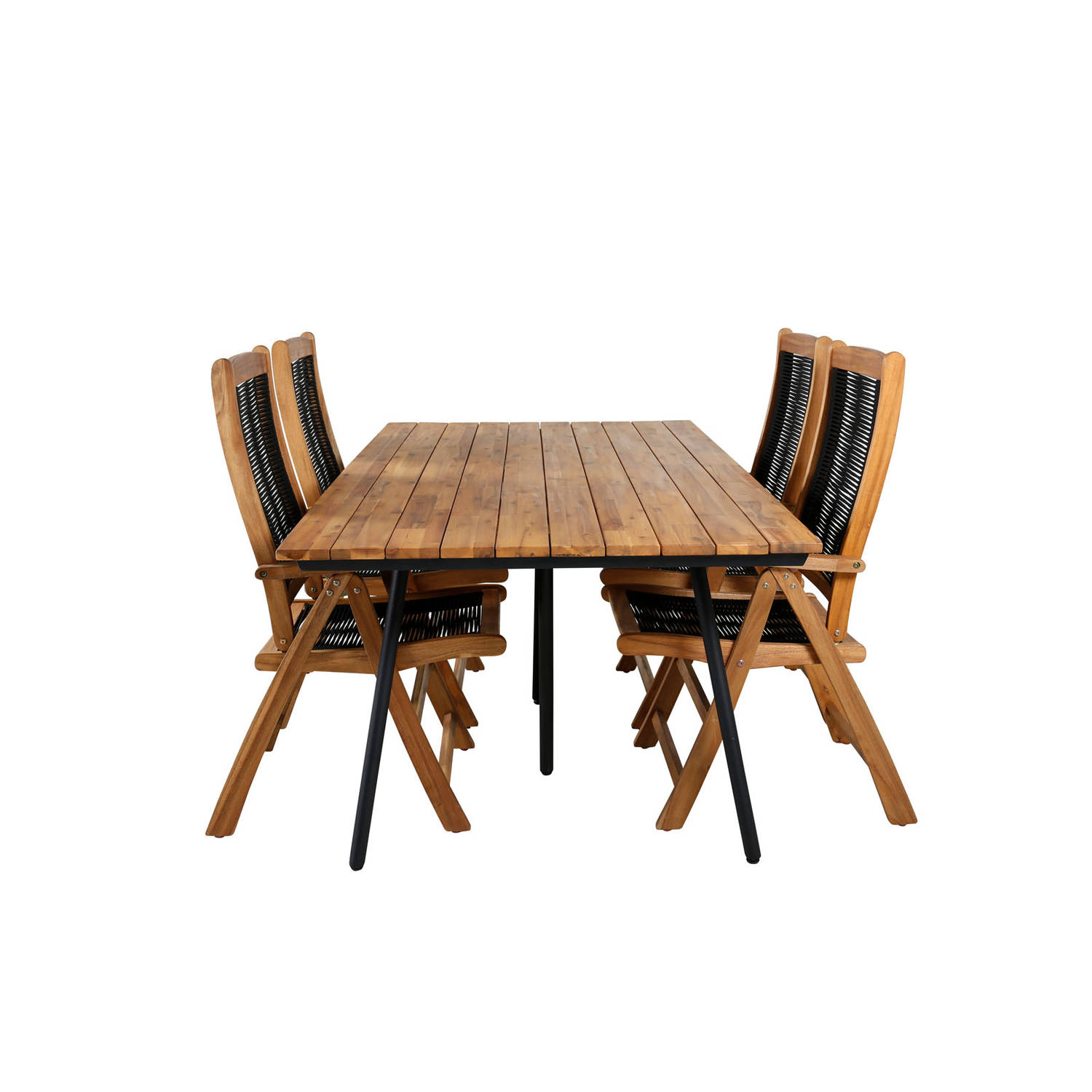 Chan Tuinmeubelset Tafel 100x200cm En 4 Stoel 5pos Peter Naturel,. - Zwart